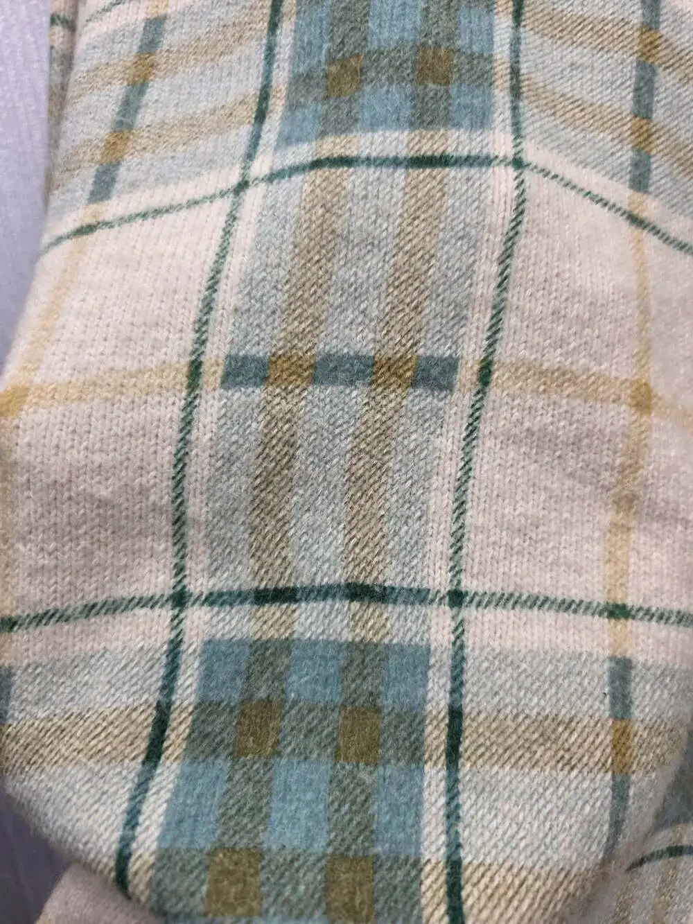 LOFT Plaid Cardigan Size XLP Blue Green Cream V-Neck Button Front